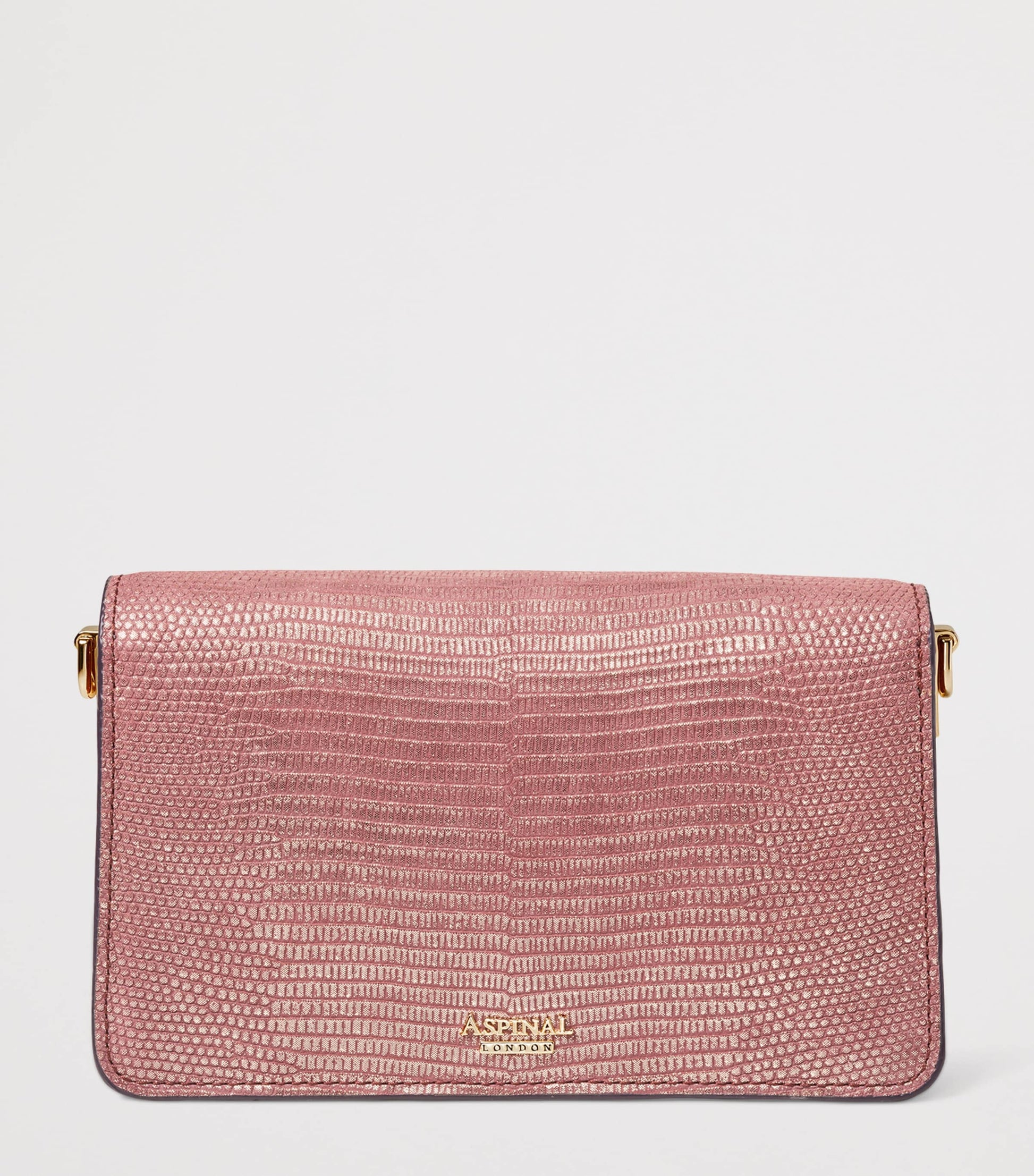 Aspinal Of London Purple Leather Snakeskin-Embossed Eliza Clutch Bag