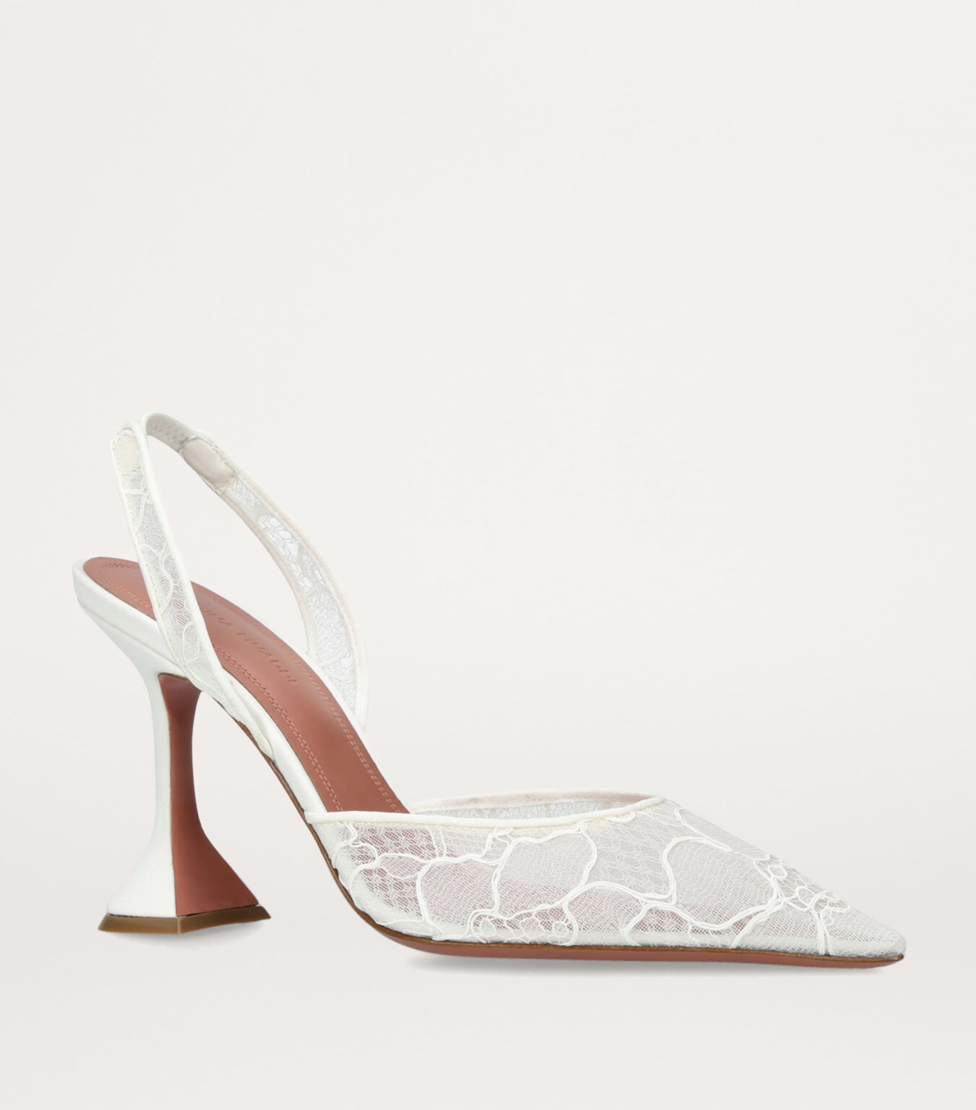 Amina Muaddi White Lace Holli Slingback Heels 95