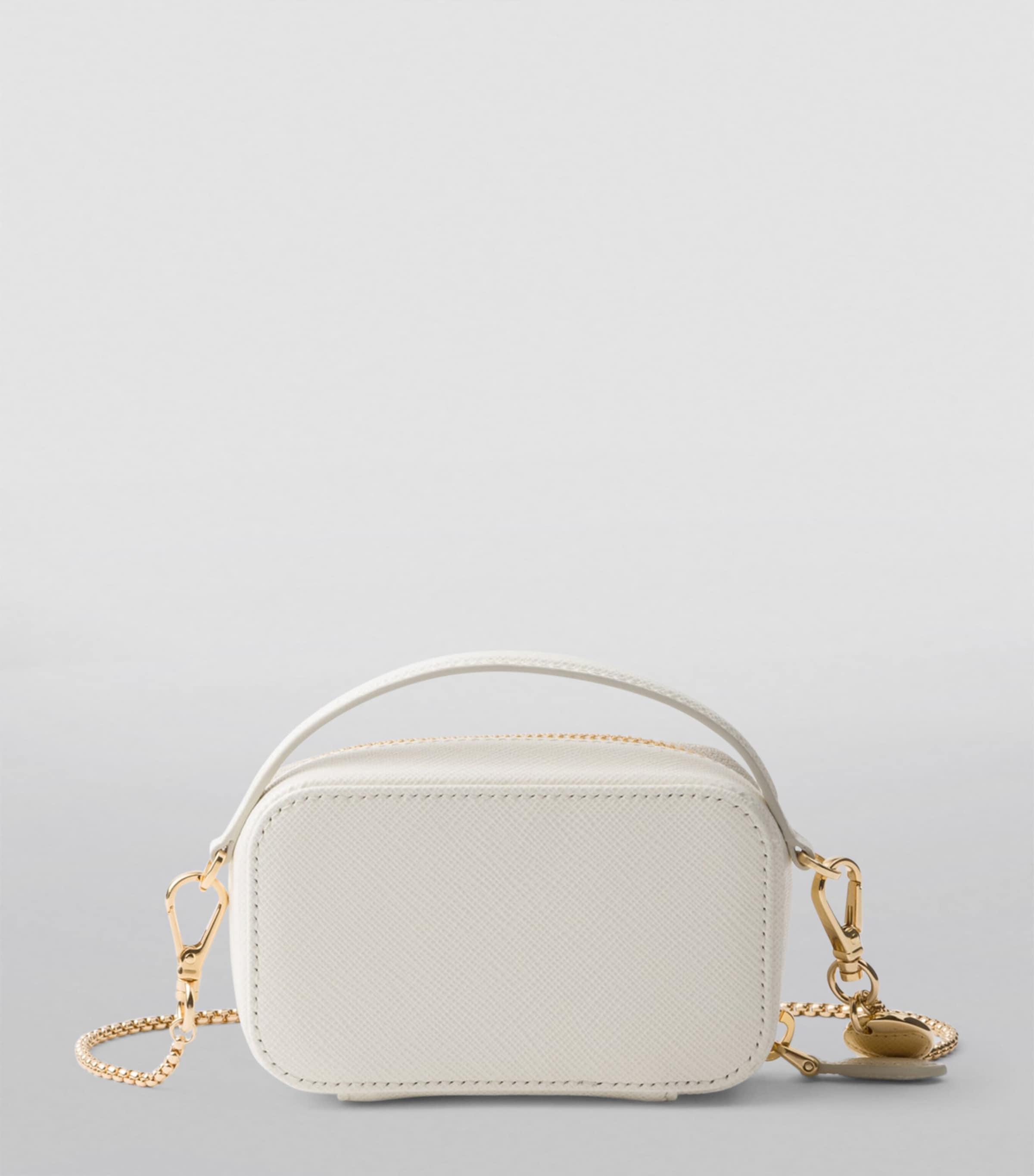 Prada White Saffiano Leather Mini Pouch