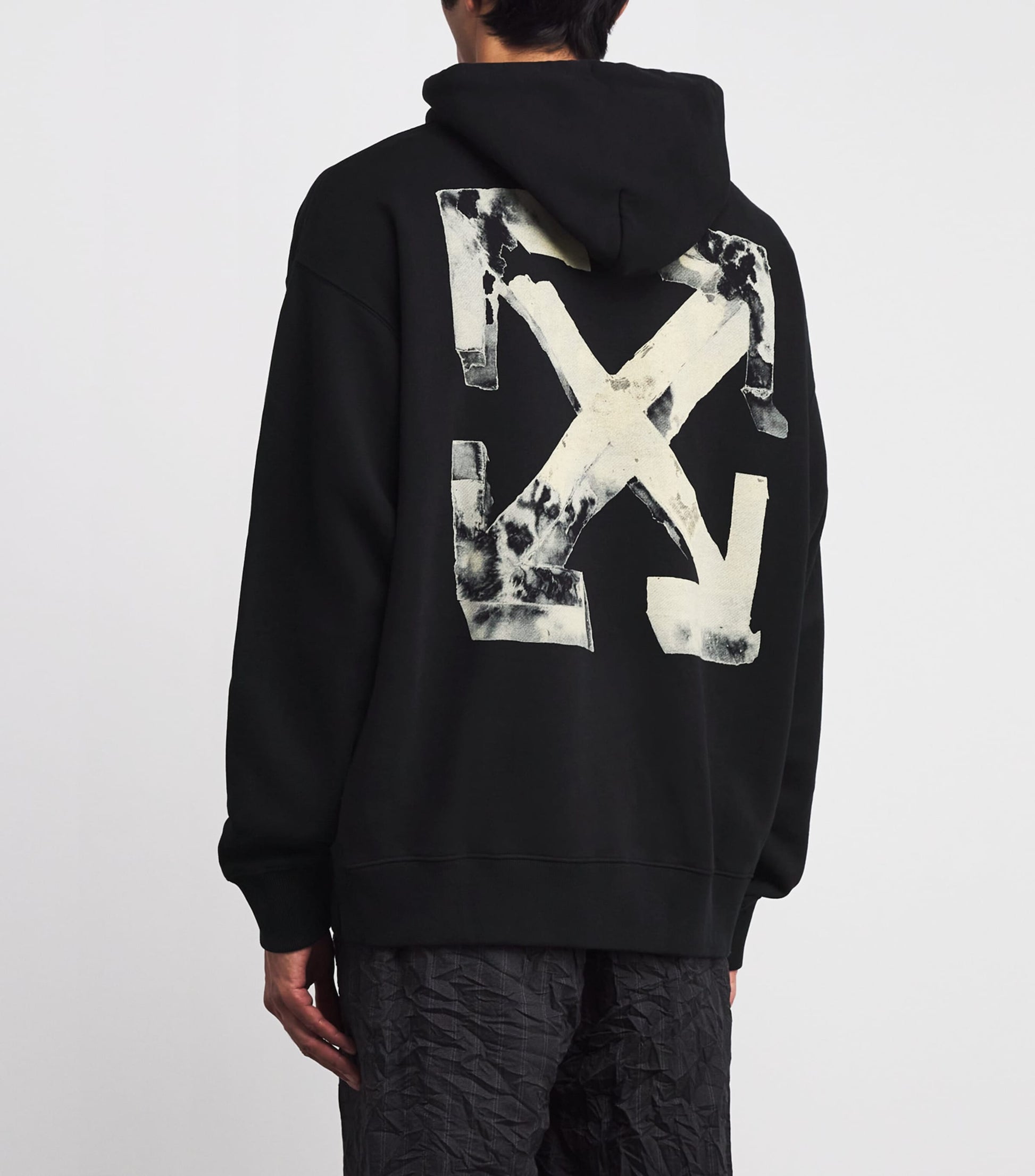 Off-White Black Cotton Cloudy Arrow Skate Logo Hoodie