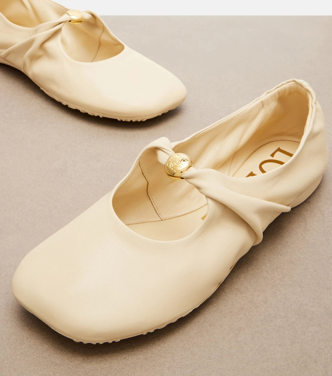 Loewe - Pebble Soft leather Mary Jane flats