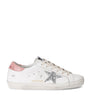 Pink Leather Croc-Embossed Super-Star Sneakers