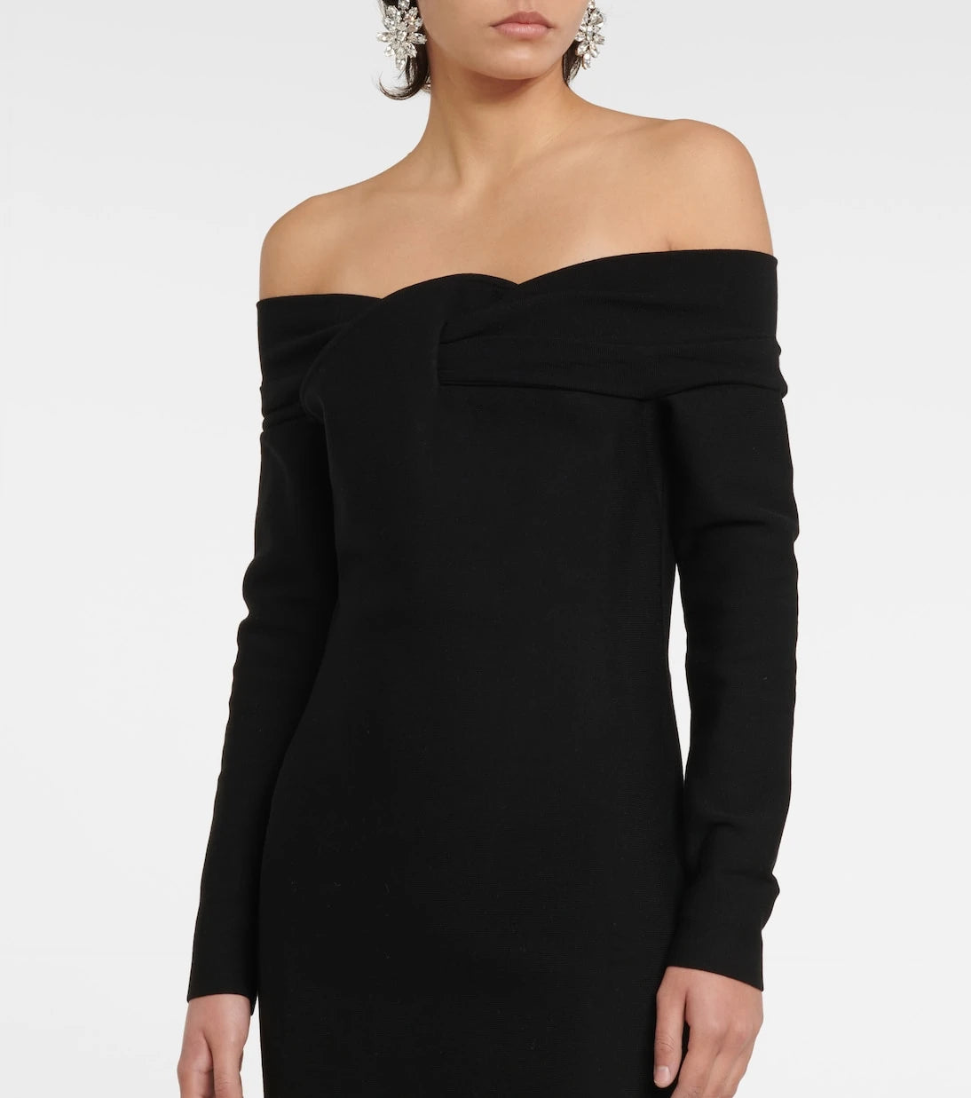 Safiyaa - Belle off-shoulder knit midi dress