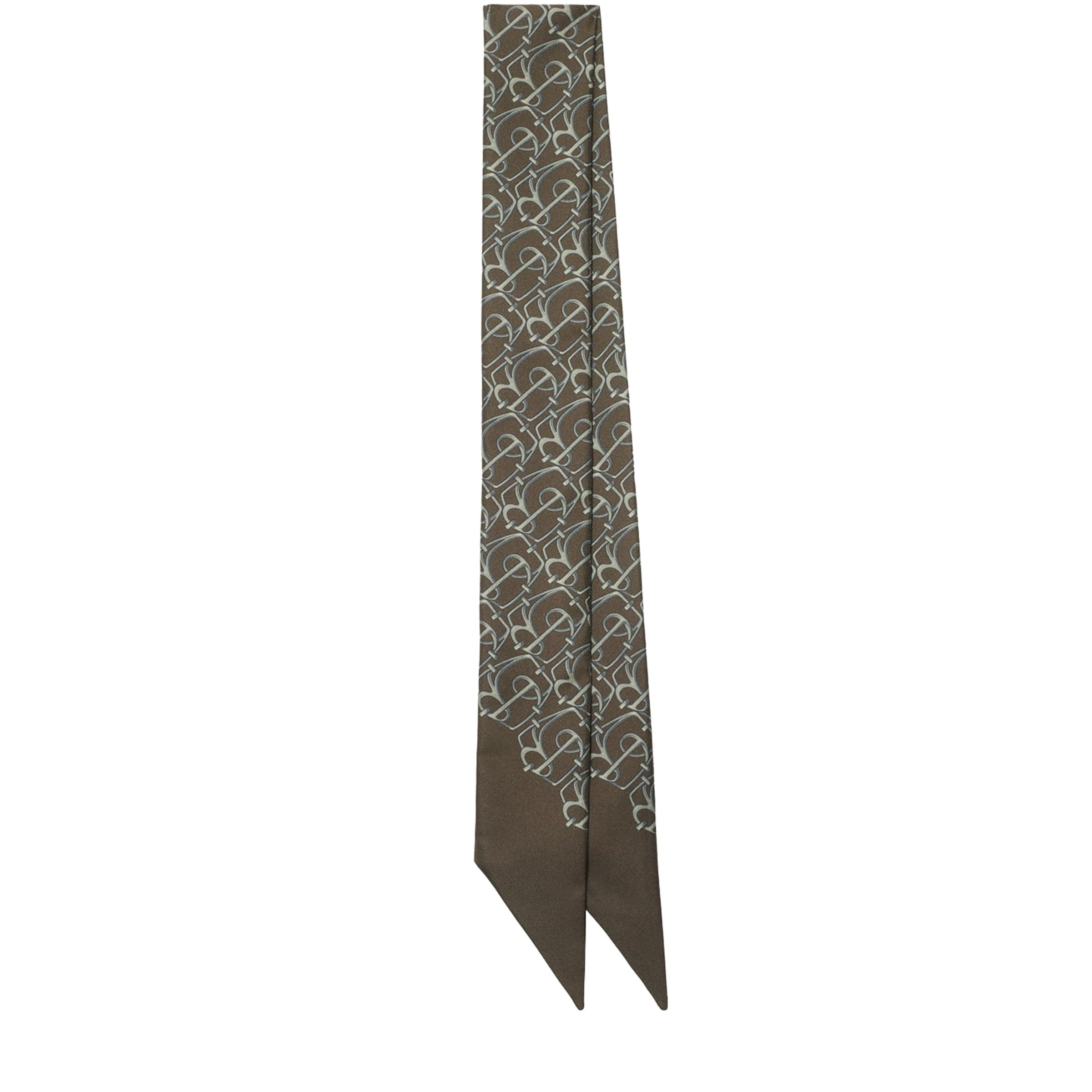 Brown Silk B Charm Skinny Scarf