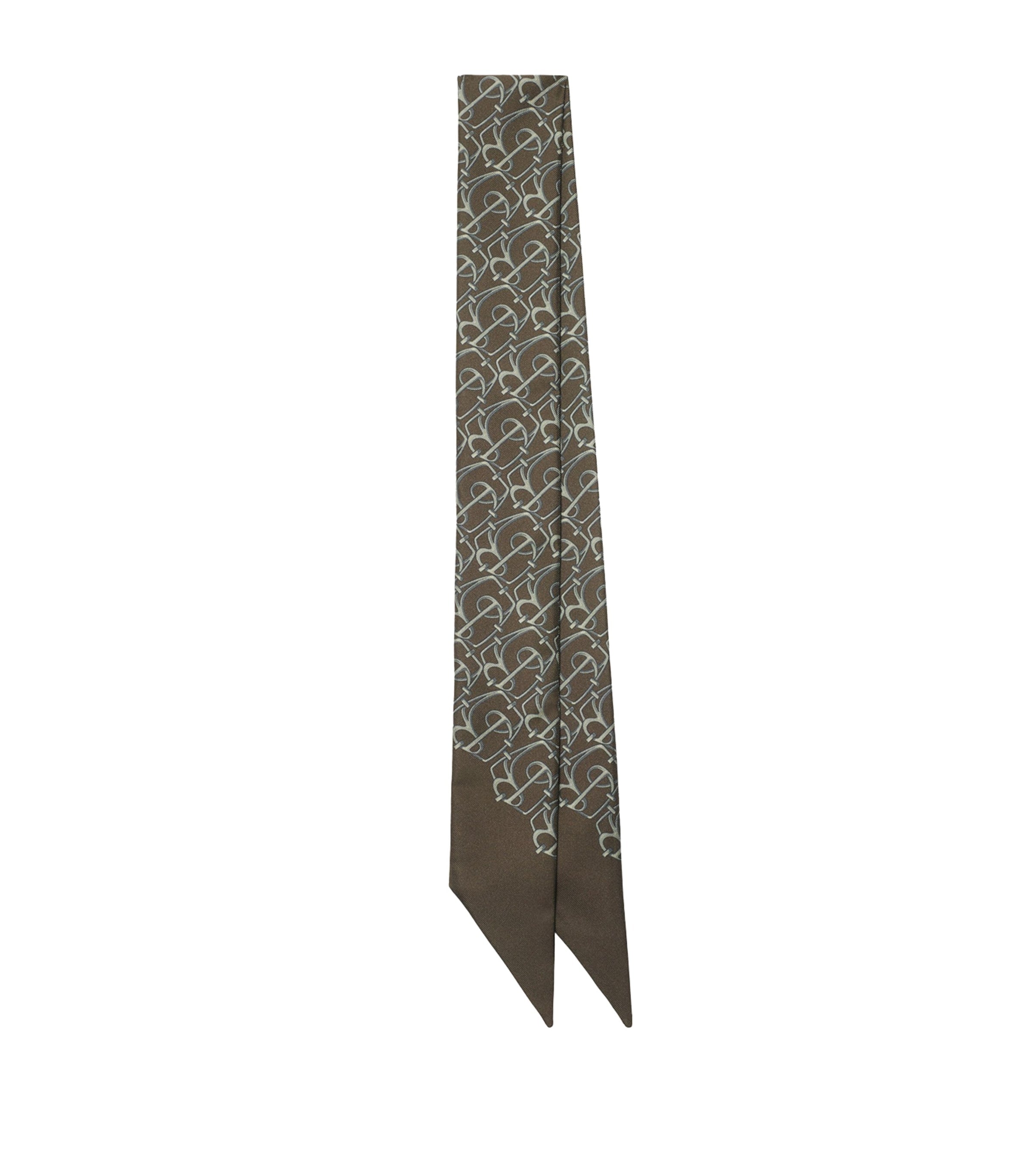 Brown Silk B Charm Skinny Scarf