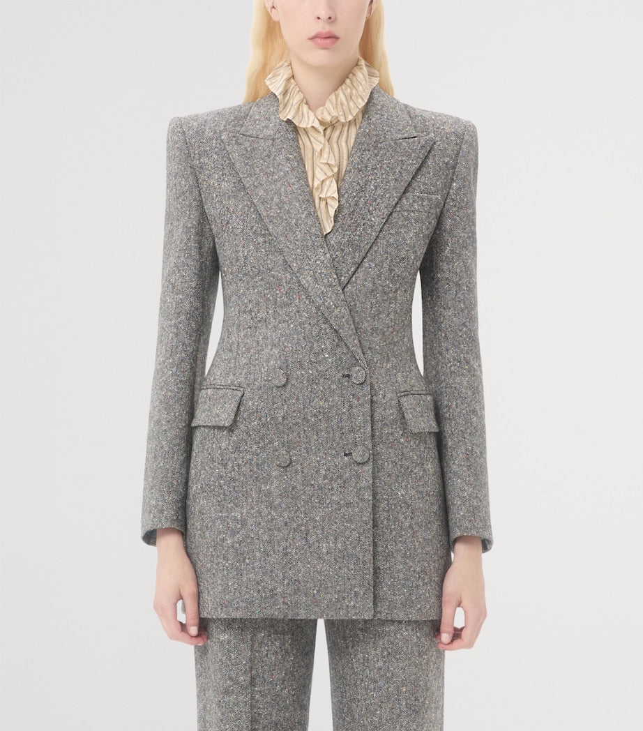 Valentino White Virgin Wool-Blend Pea Coat