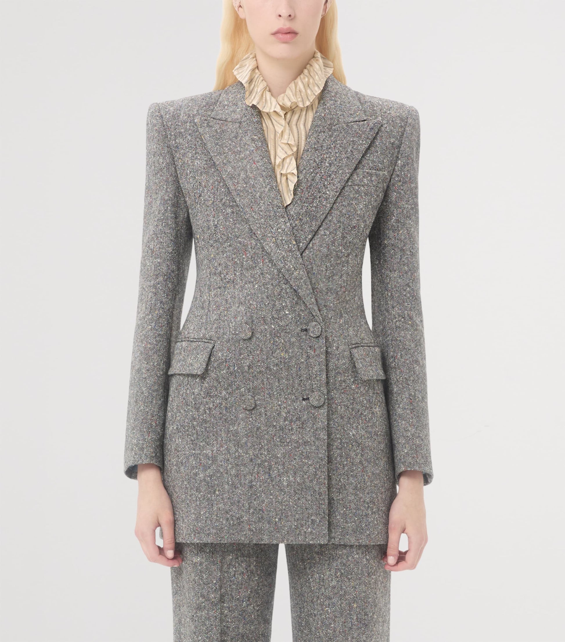 Valentino White Virgin Wool-Blend Pea Coat