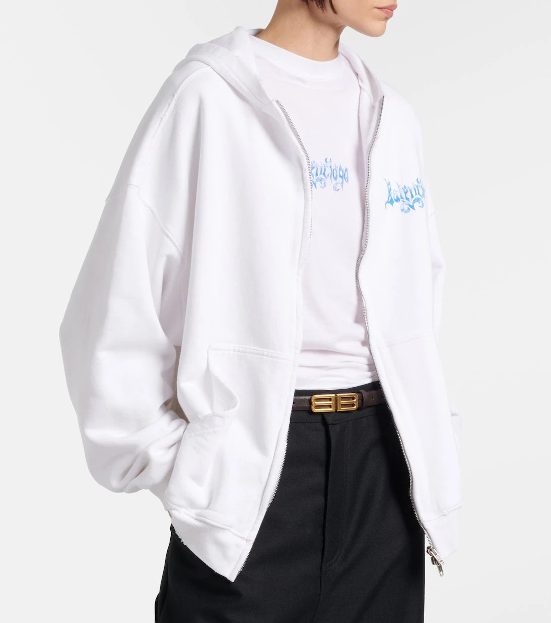 Balenciaga - Logo cotton jersey zip-up hoodie