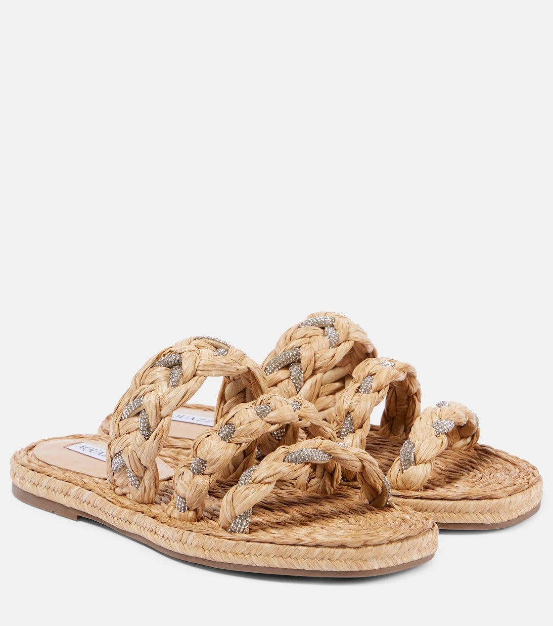 Aquazzura - Costiera embellished raffia sandals