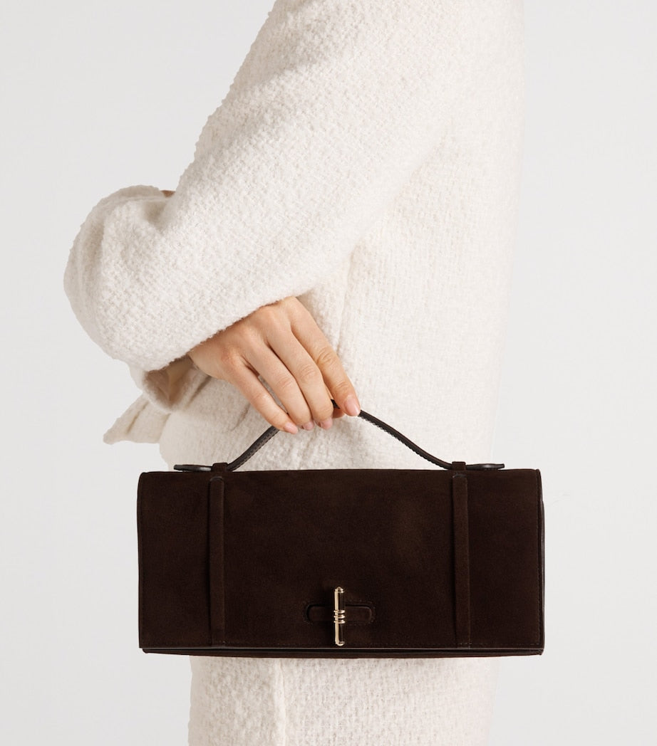Suede May Clutch Bag EBONY