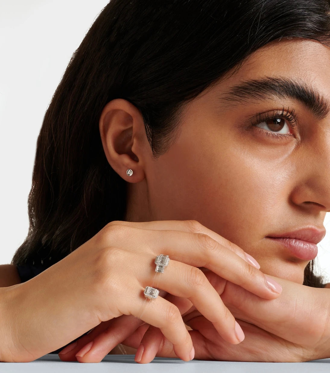 Persée - Floating 18kt white gold ring with diamonds