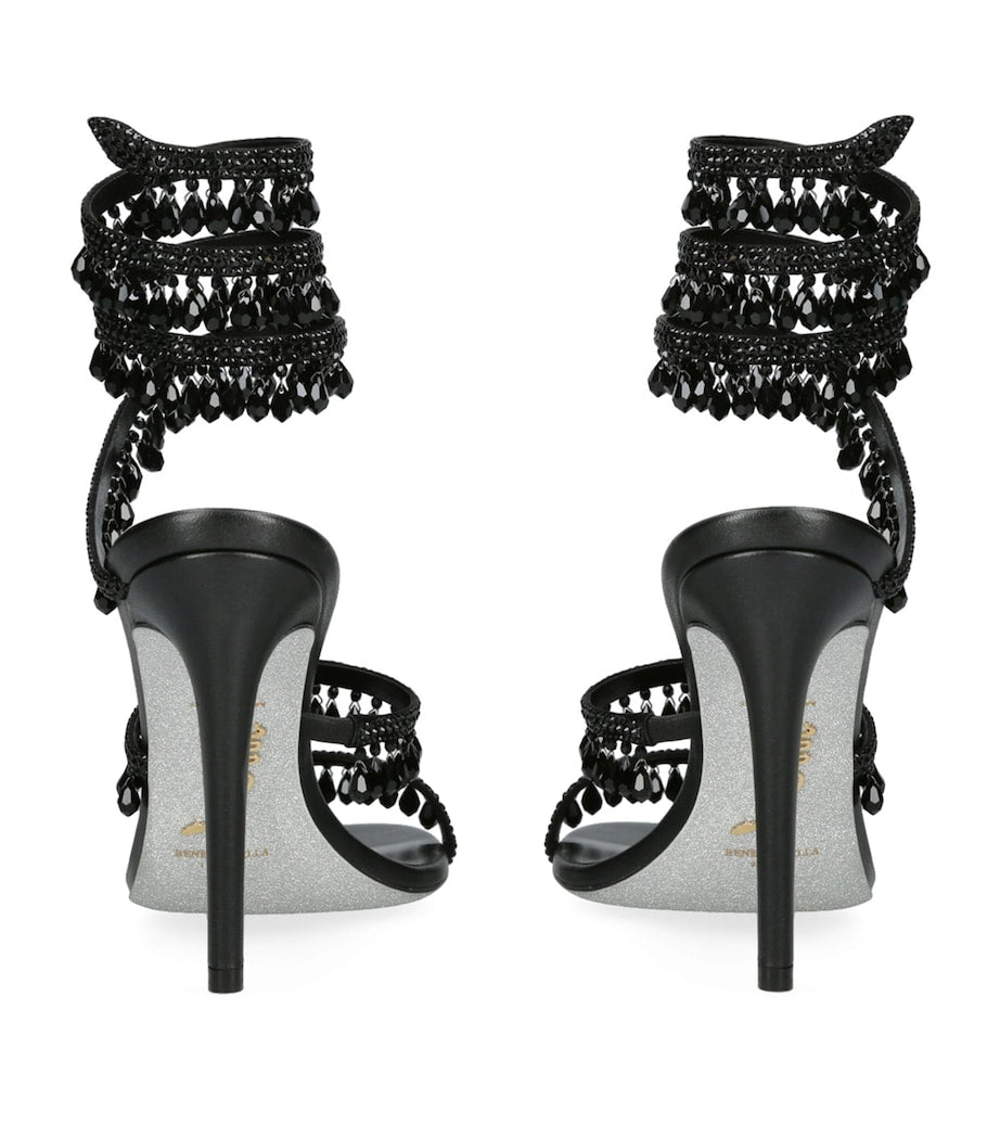 Black Satin Chandelier Sandals 105