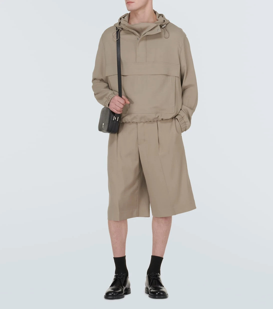 Ami Paris - Hooded half-zip twill jacket