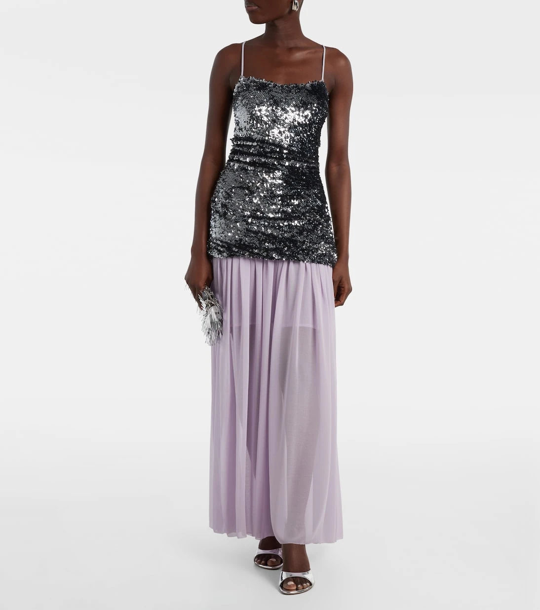 Jacques Wei - Sequined paneled maxi dress