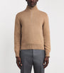 Brown Merino Wool Geese Half-Zip Jumper