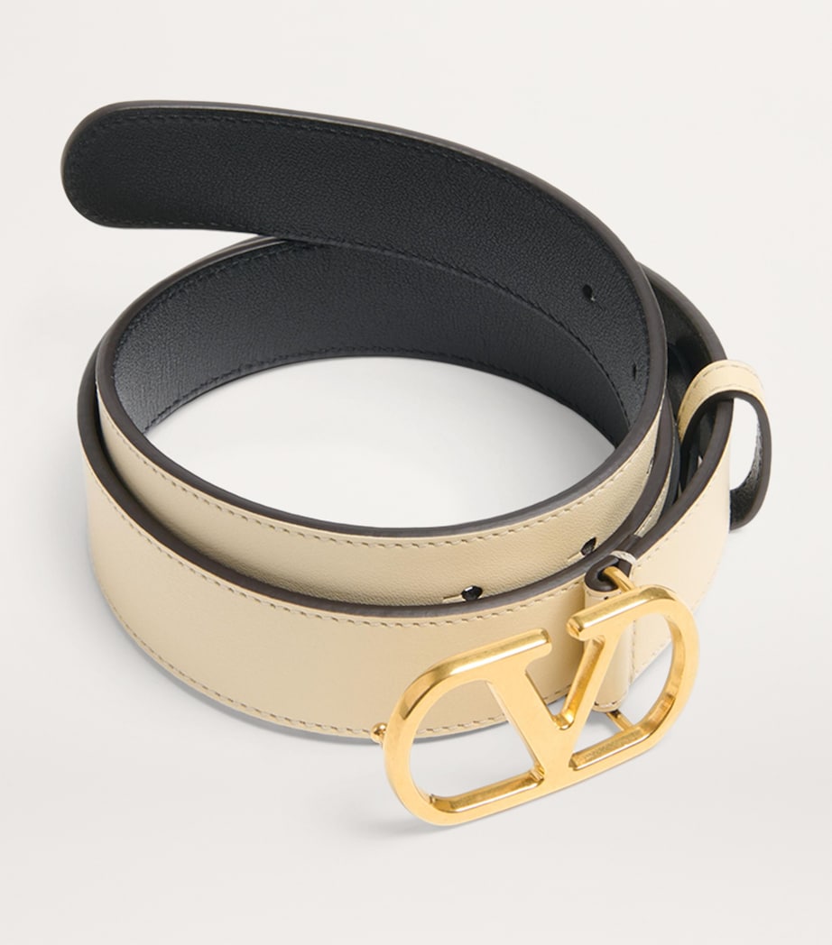 Valentino Garavani Ivory Leather VLogo Signature Belt