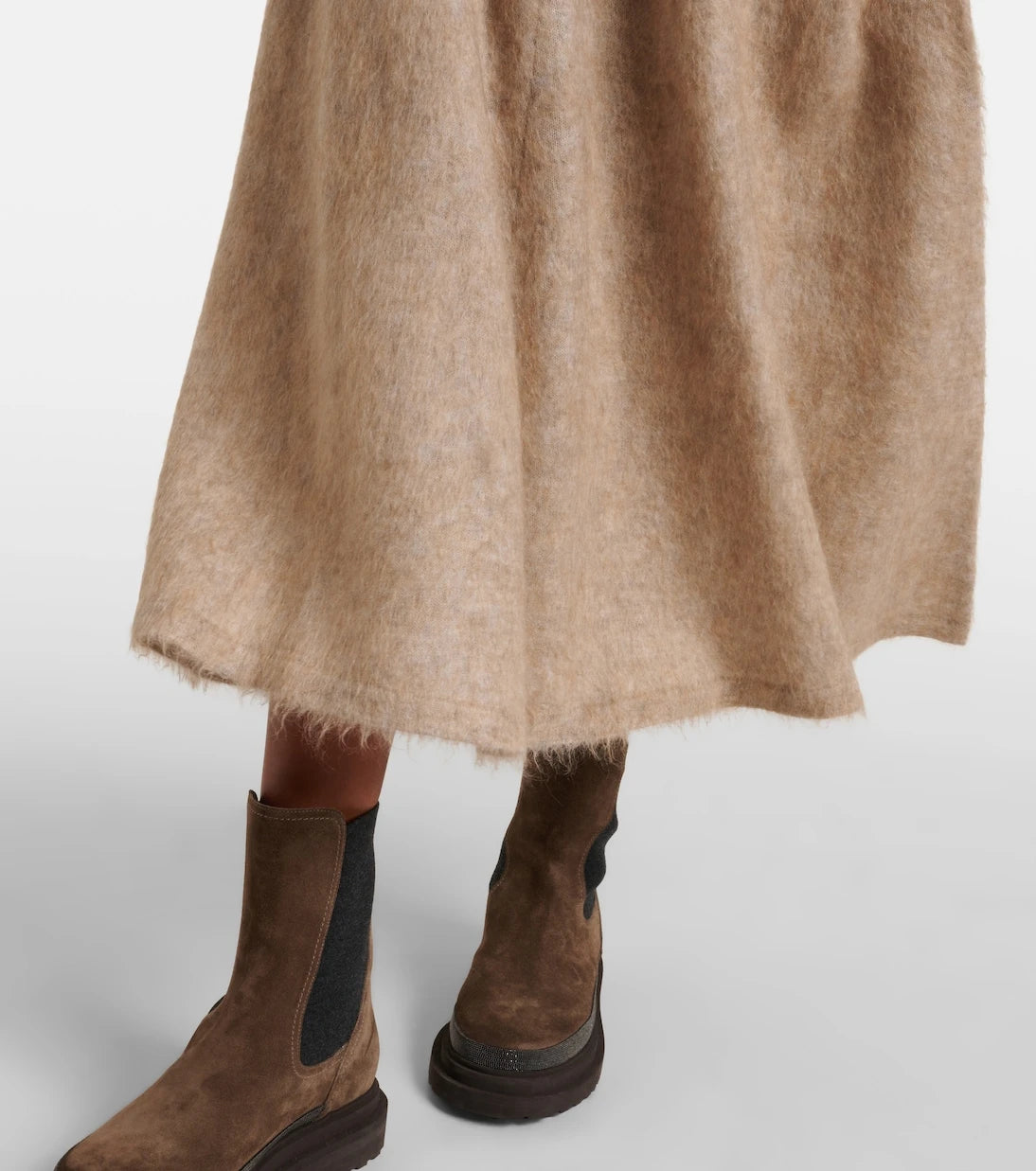 Brunello Cucinelli - Wool and cashmere-blend midi skirt
