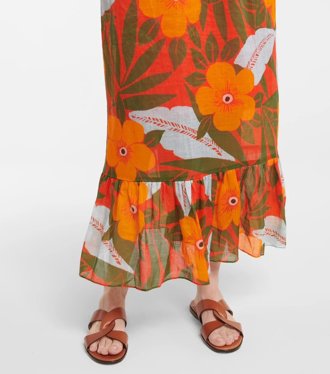 Lee Mathews - Oleander floral ramie maxi dress