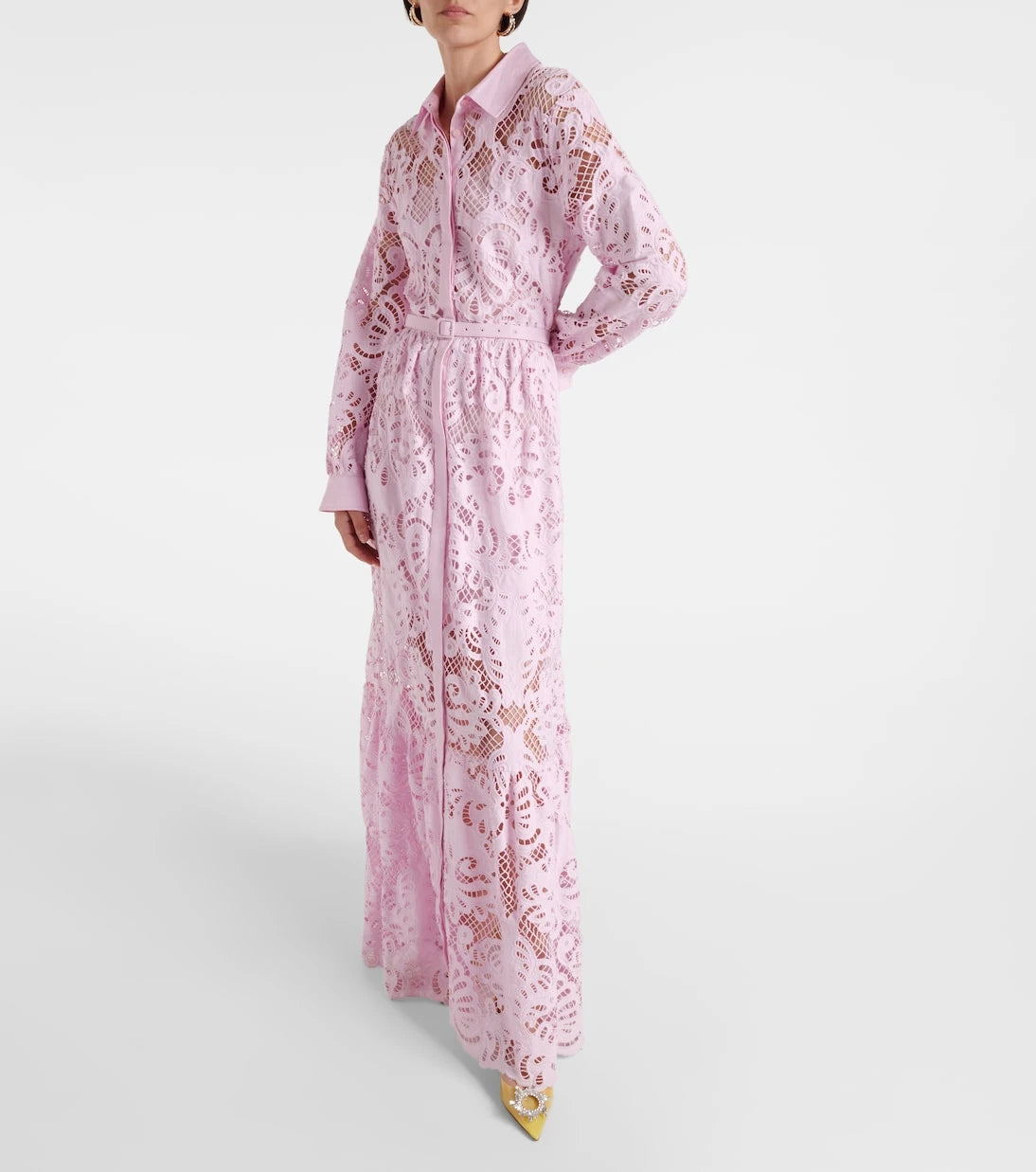 Self-Portrait - Cotton lace shirt dress