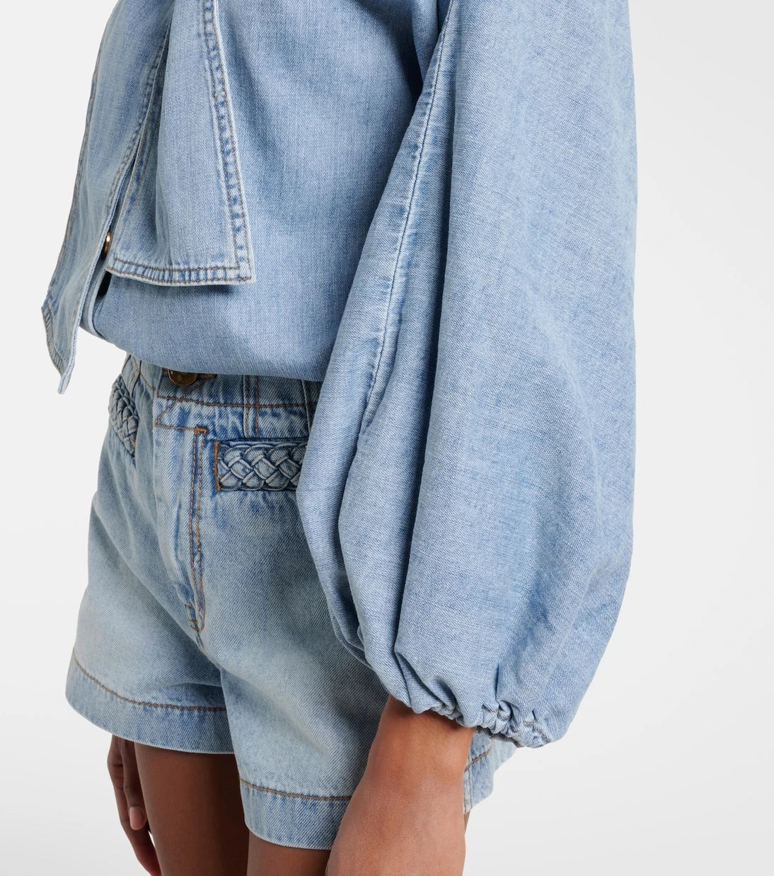 Zimmermann - Indra tie-neck denim blouse