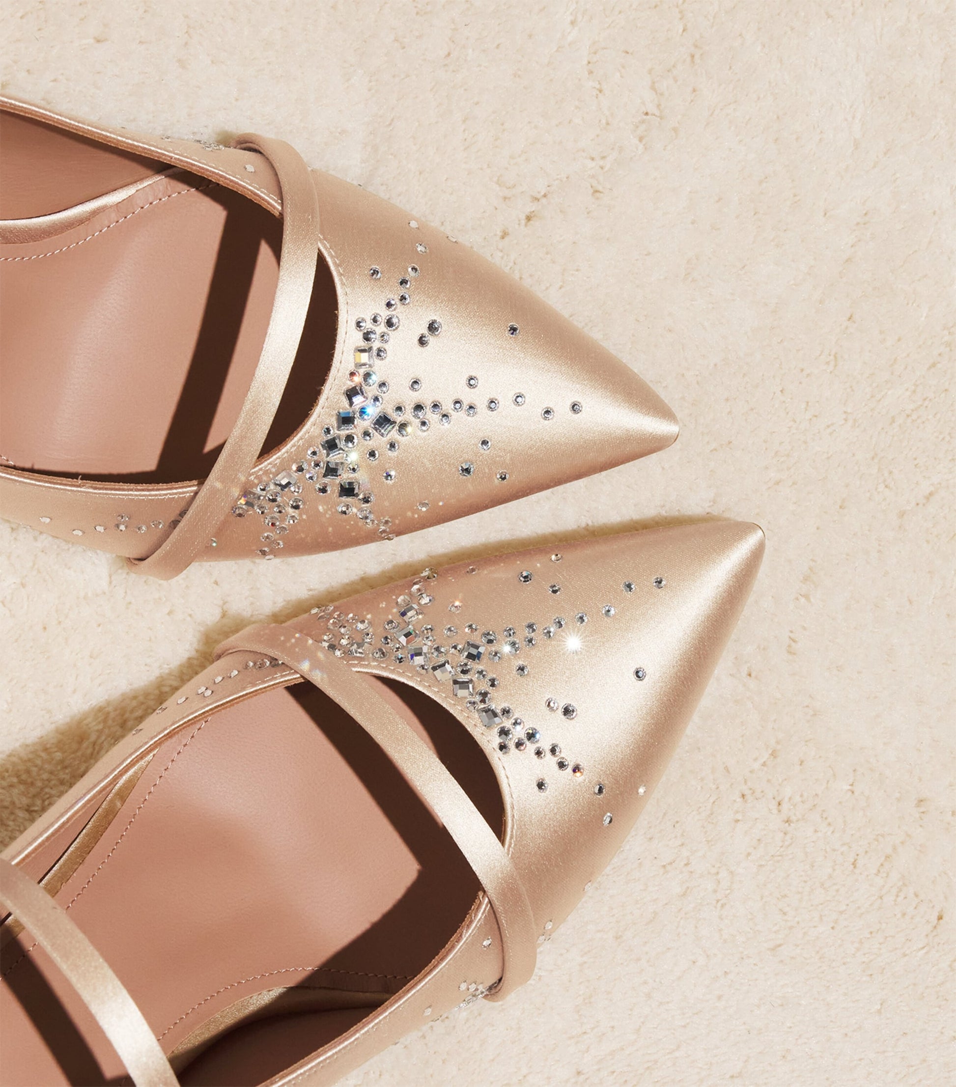 Satin Embellished Maureen Heeled Mules 70