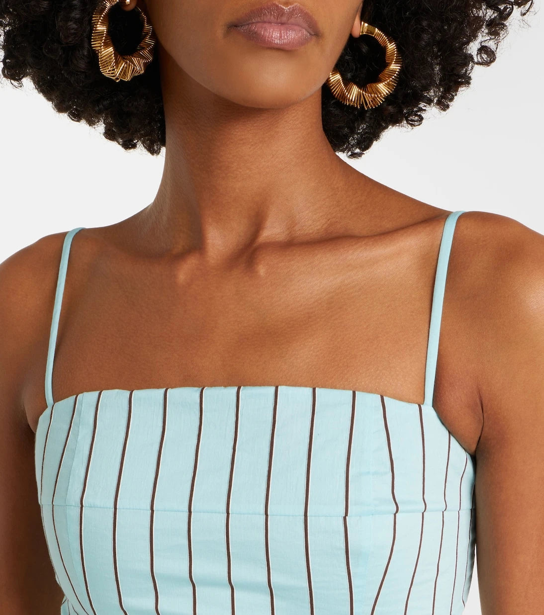 Staud - Federico striped cotton-blend crop top