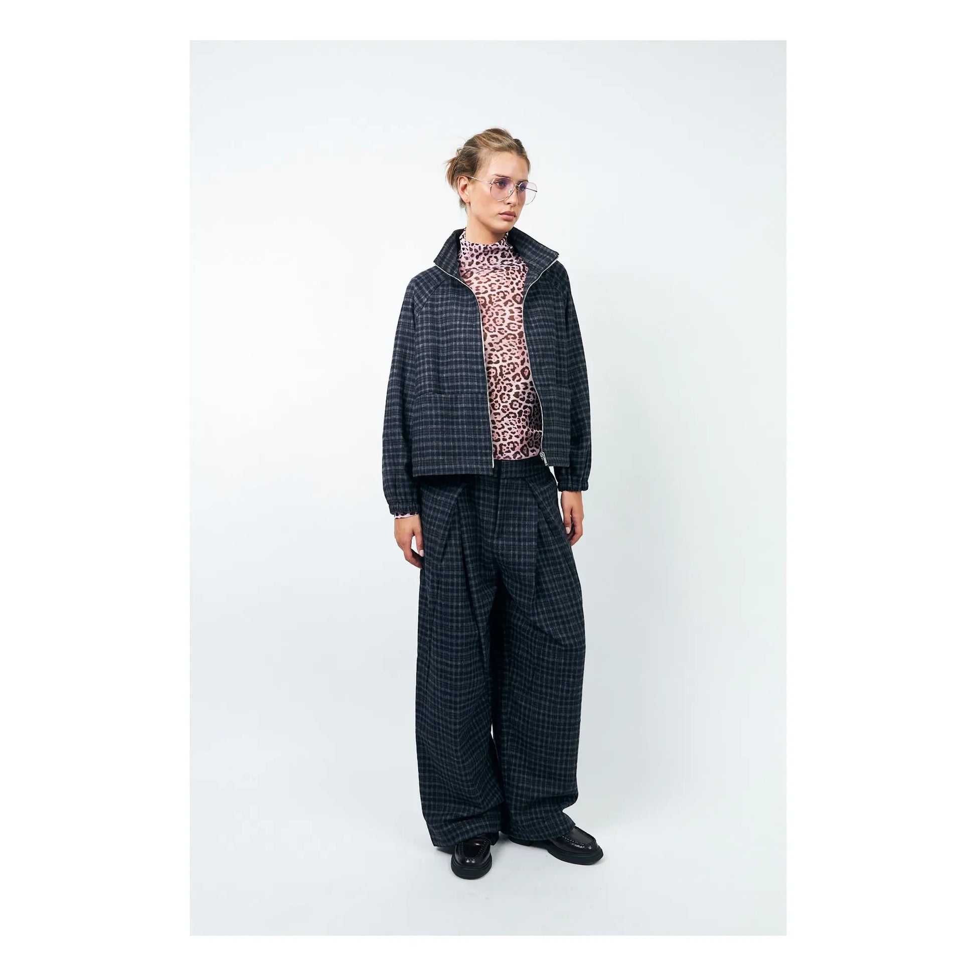 Lollys Laundry - Mae Carreaux Jacket | Midnight blue
