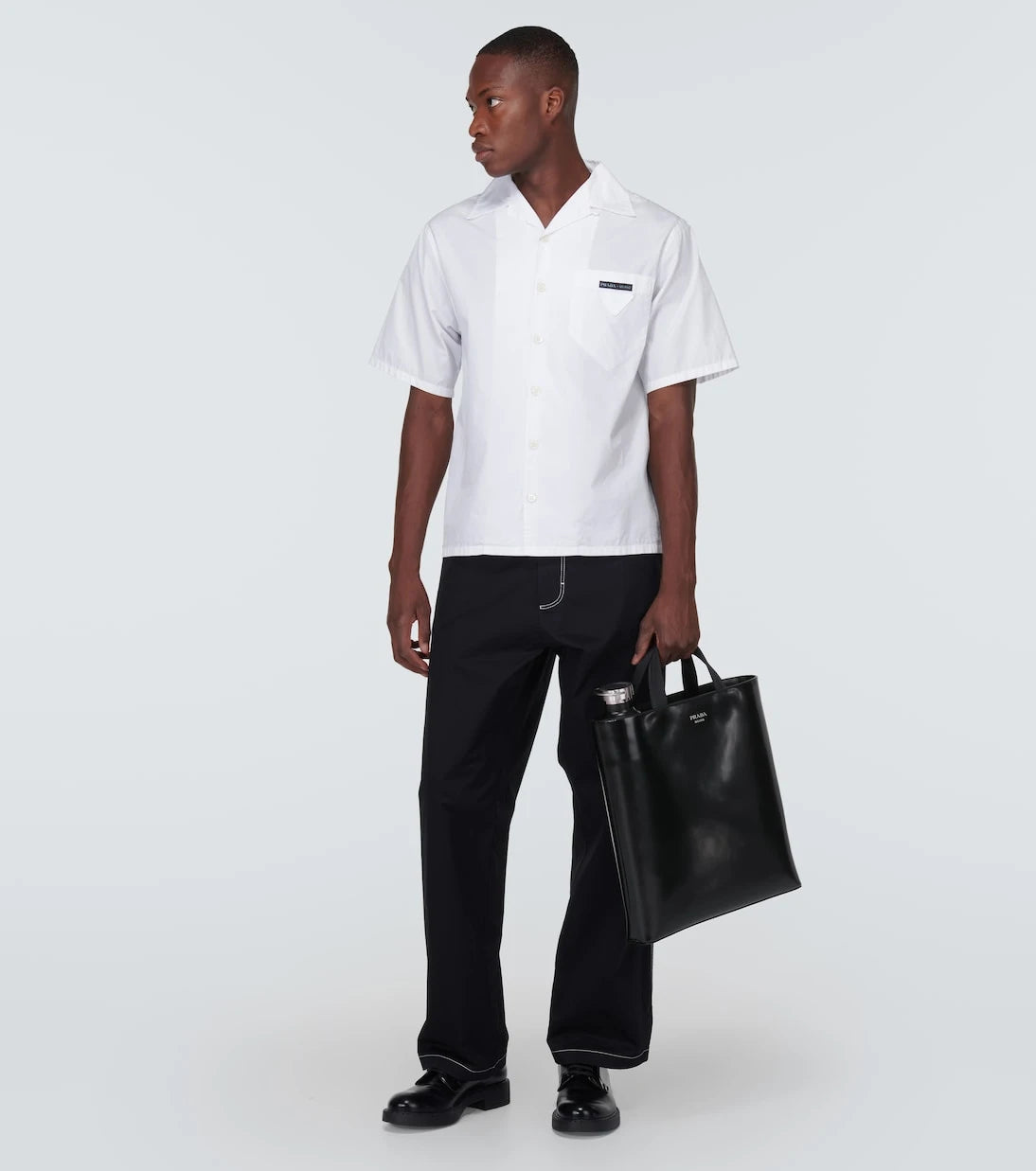 Prada - Leather tote bag and water bottle set