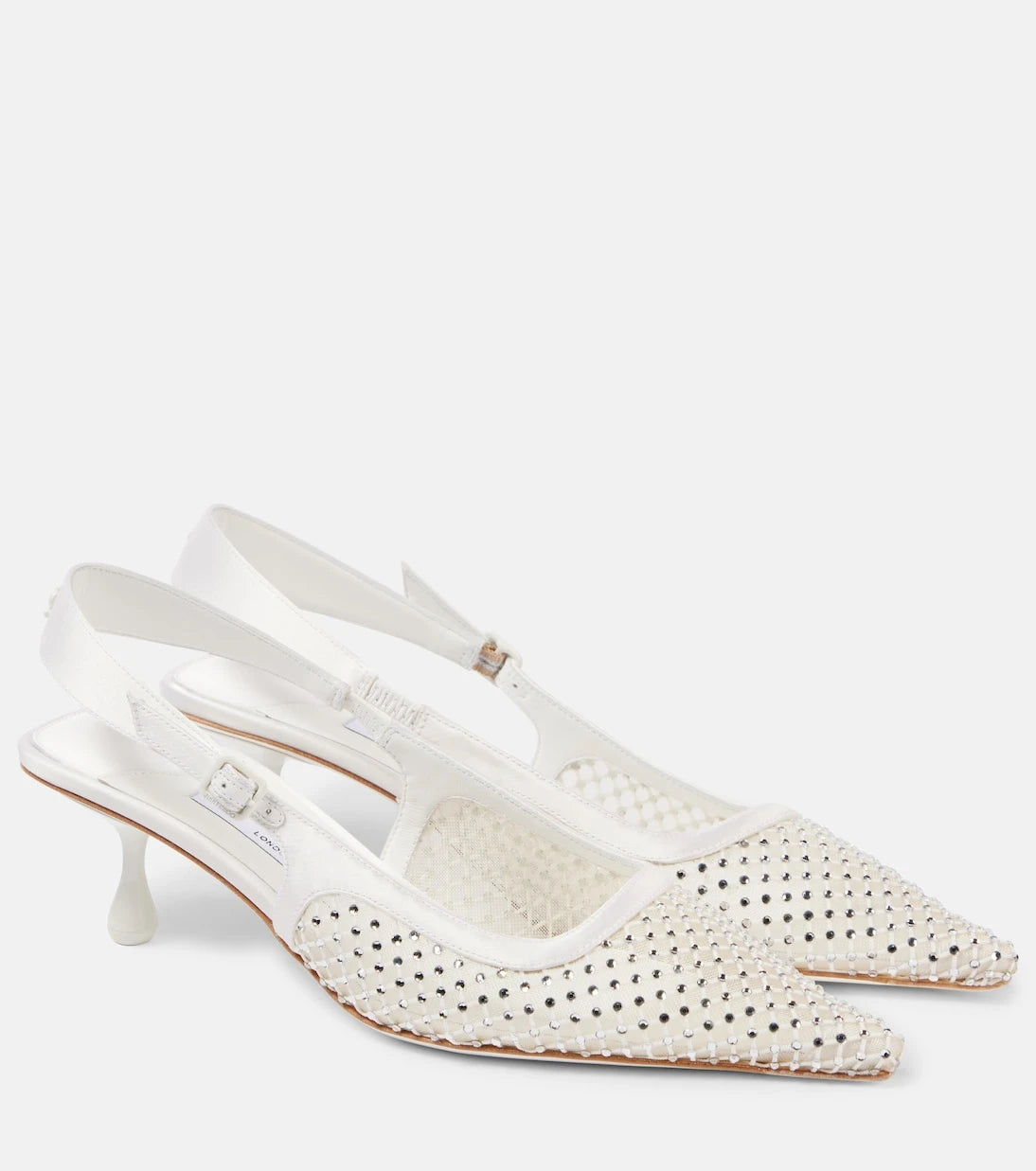 Jimmy Choo - حذاء أمل 50 بكعب عالٍ مزخرف وشريط خلفي شبكي