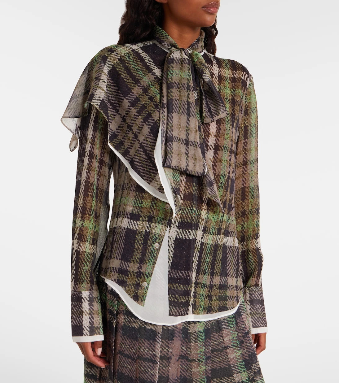 Acne Studios - Trompe l'oeil bağcıklı ipek bluz