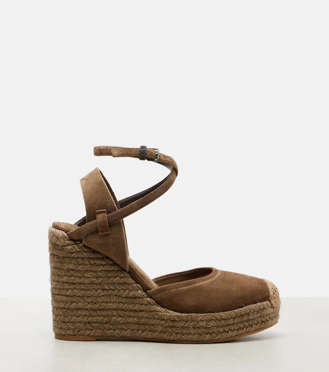 Brunello Cucinelli - Monili 80 suede espadrille wedges