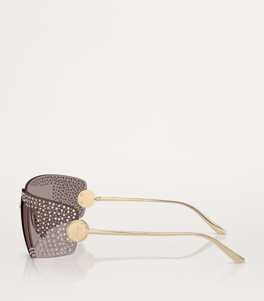 Jimmy Choo Gold Embellished Wire-Frame Sunglasses