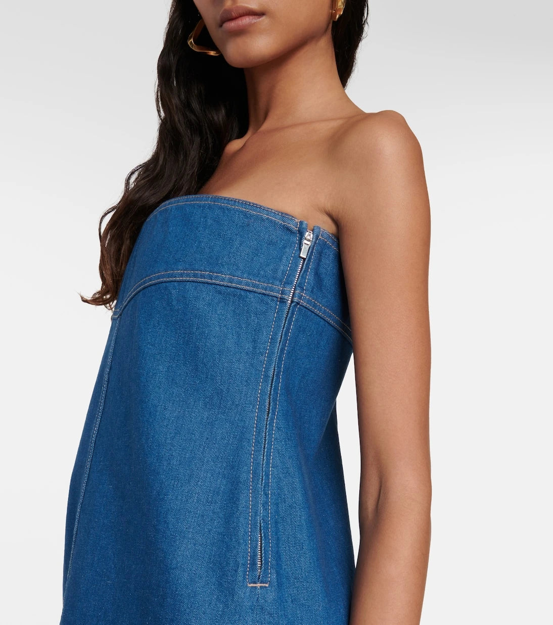 Ferragamo - Strapless denim midi dress