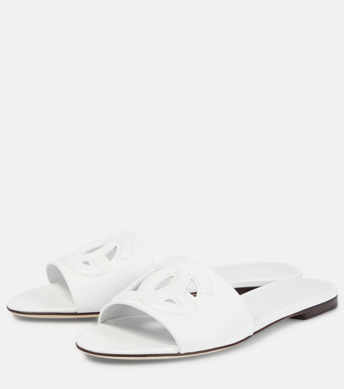 Dolce&Gabbana - Logo cutout leather slides
