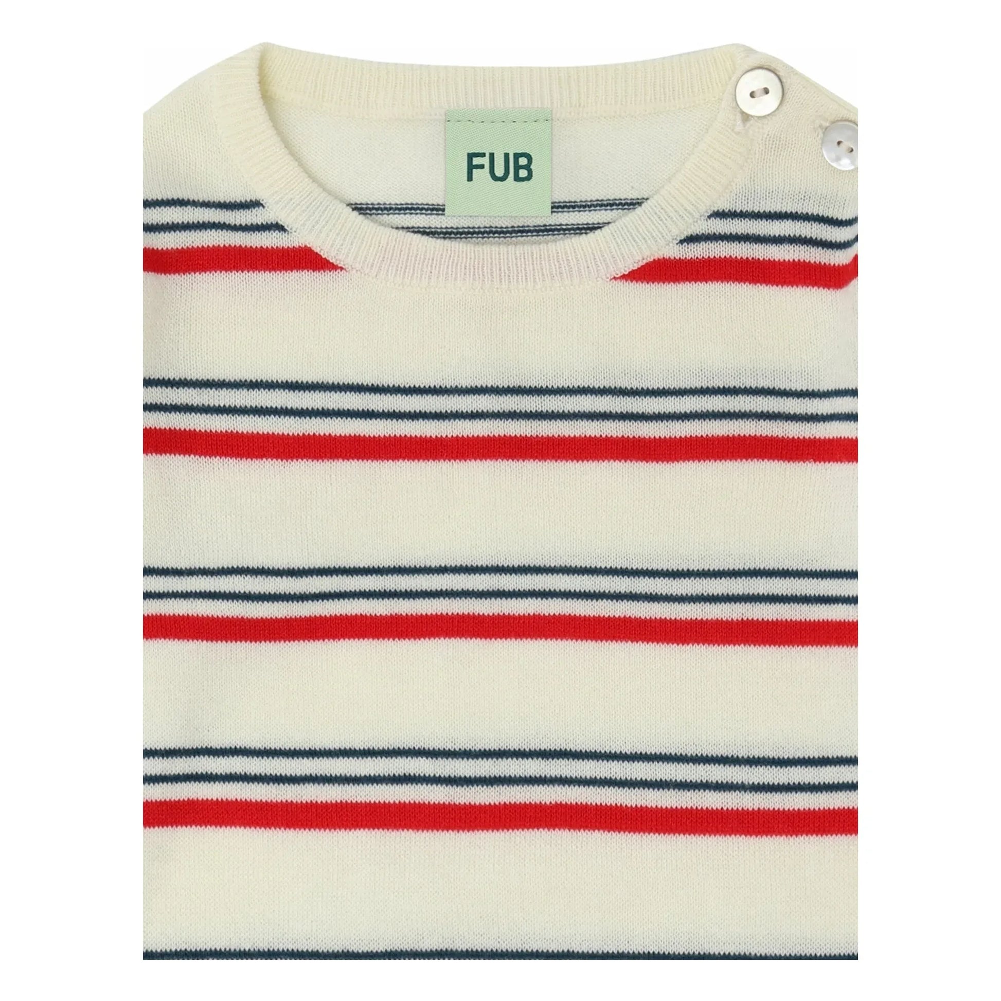 FUB - Striped Organic Cotton Long Sleeve Bodysuit | Red