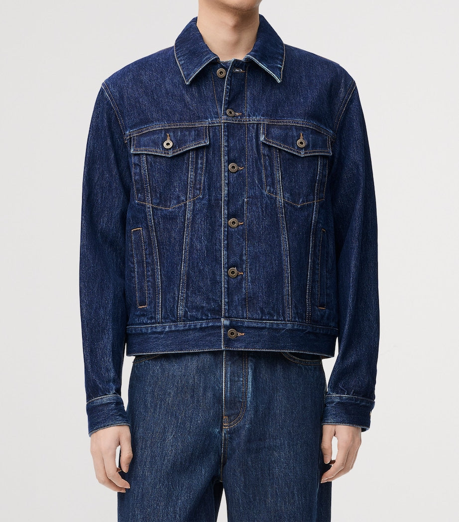 Blue Leather-Denim Hybrid Jacket