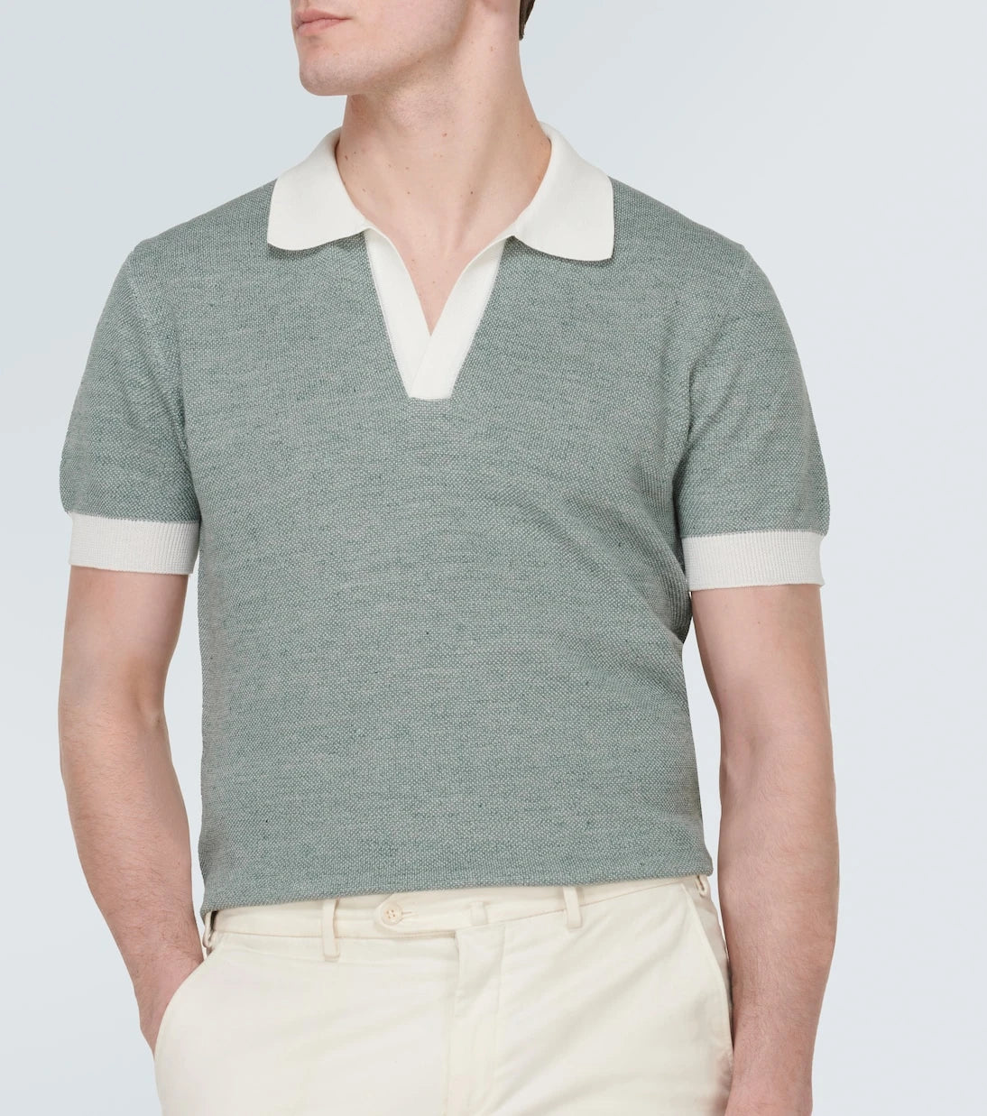 Thom Sweeney - Cotton and linen polo shirt