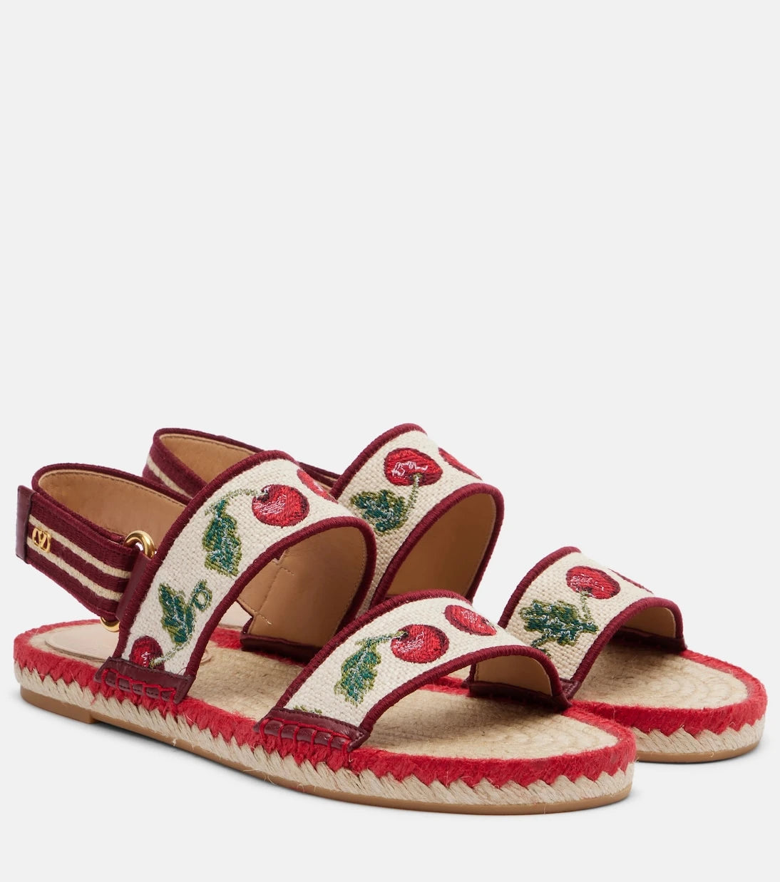 Valentino Garavani - Leather-trimmed espadrille sandals