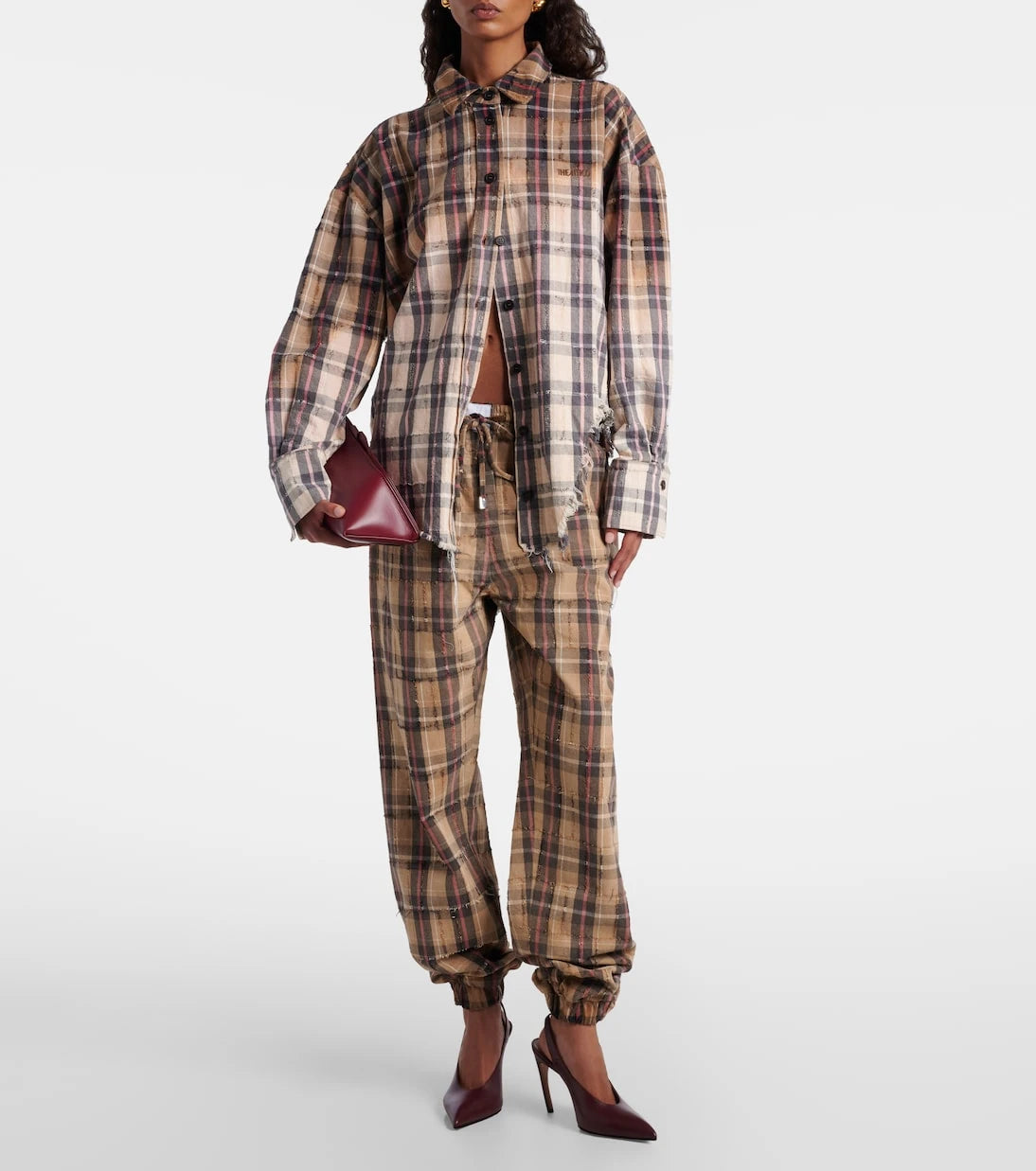 The Attico - Checked cotton flannel cargo pants