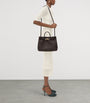 Grey Leather Andiamo Top-Handle Bag
