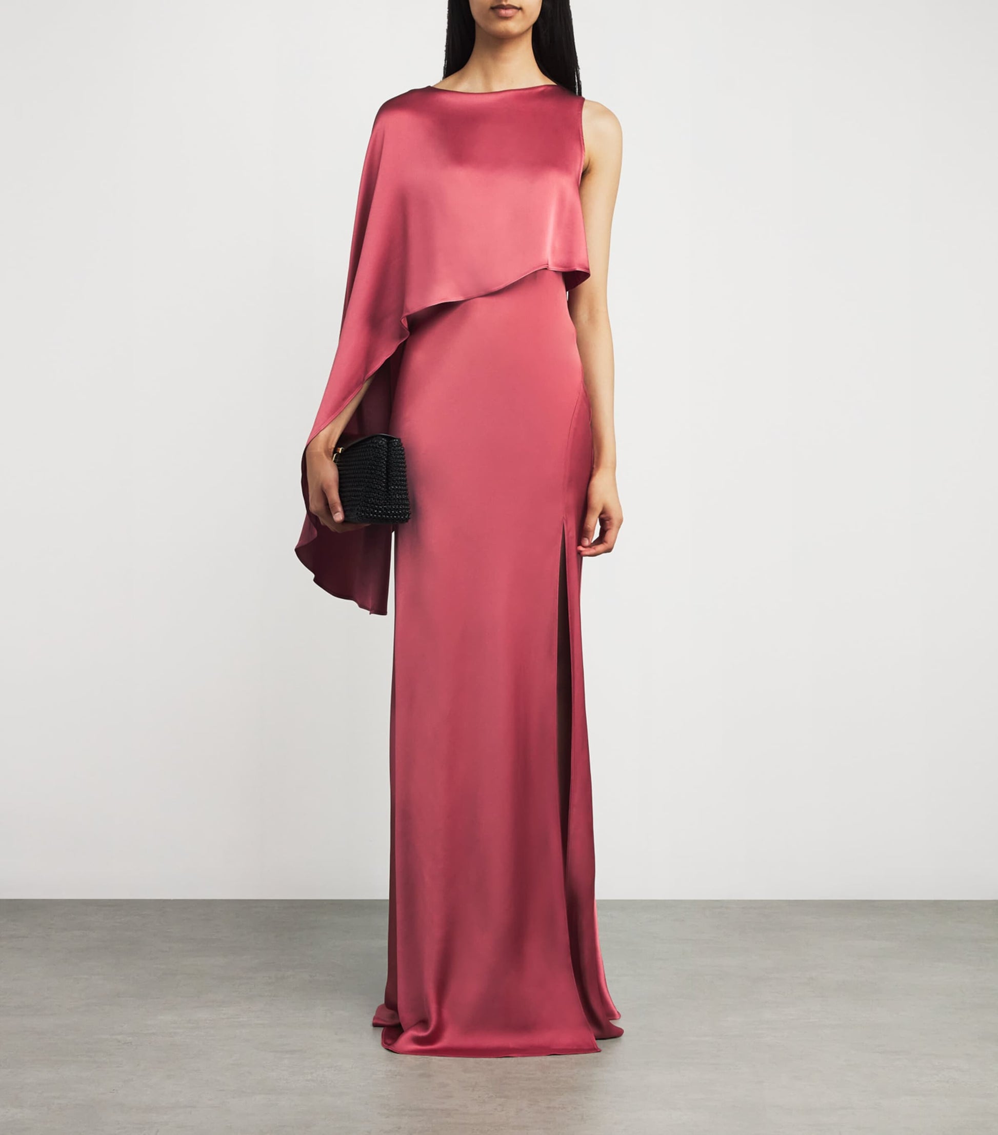 Pink Satin Asymmetric Gown