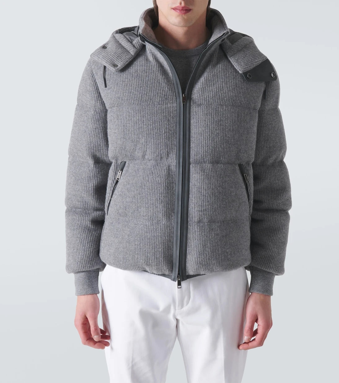 Zegna - Ribbed-knit cashmere-blend down jacket