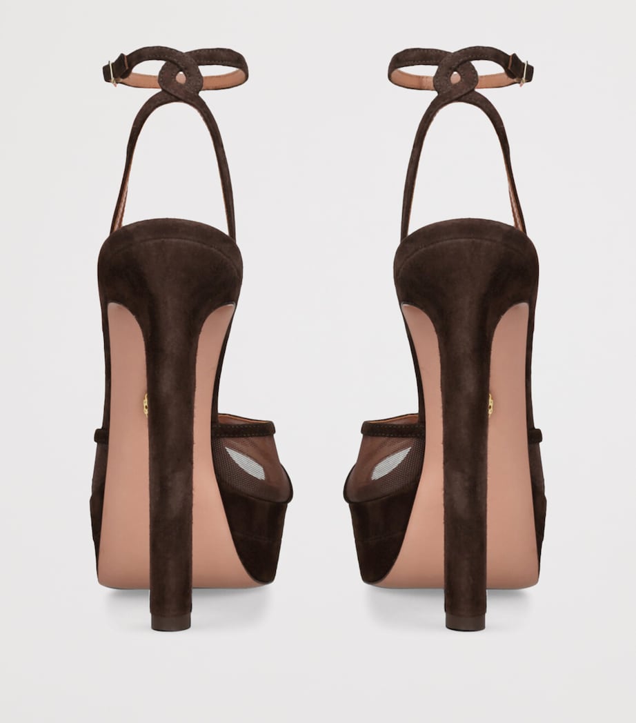 Brown Suede Shear Plateau Sandals 130