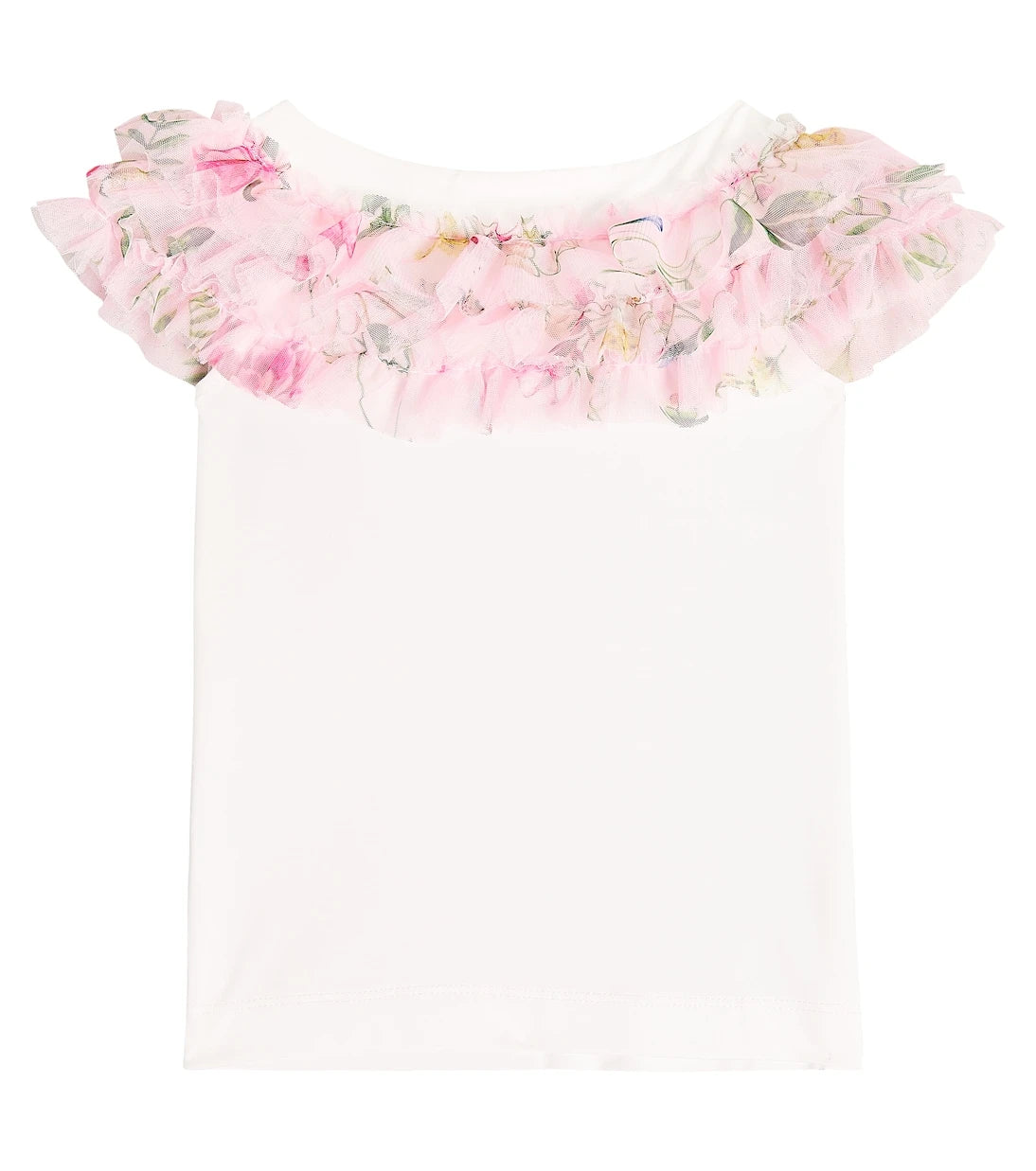 Monnalisa - Ruffled cotton blend T-shirt