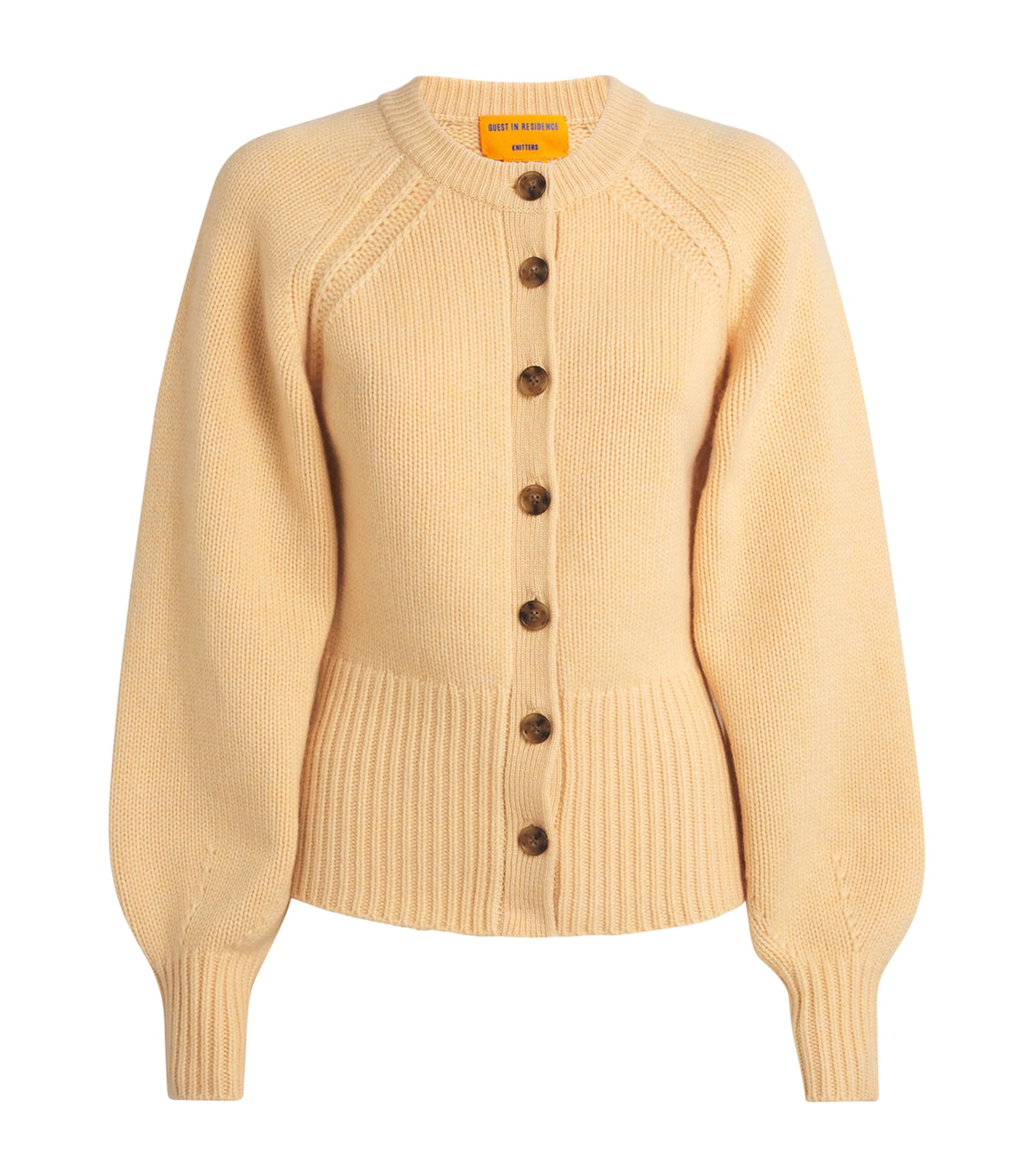 Yellow Cashmere Sculpted Cardigan