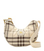 Burberry Leather-Trim Check Horseshoe Cross-Body Bag