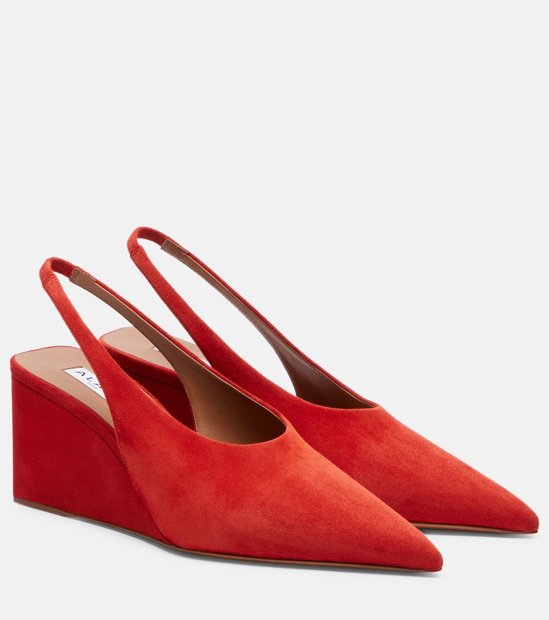 Alaïa - Cube suede slingback wedges