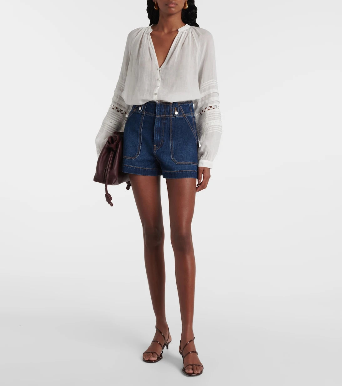Veronica Beard - Jaffee pleated high-rise denim shorts