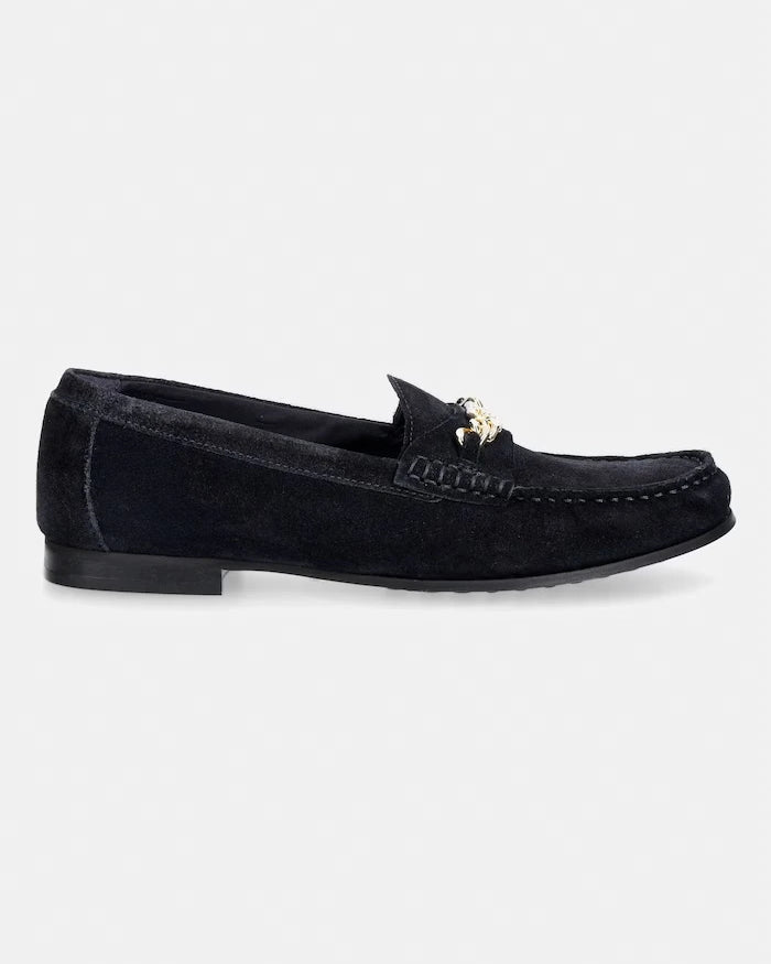 Tommy Hilfiger мокасини дамски от велур TH CHAIN SUEDE LOAFER