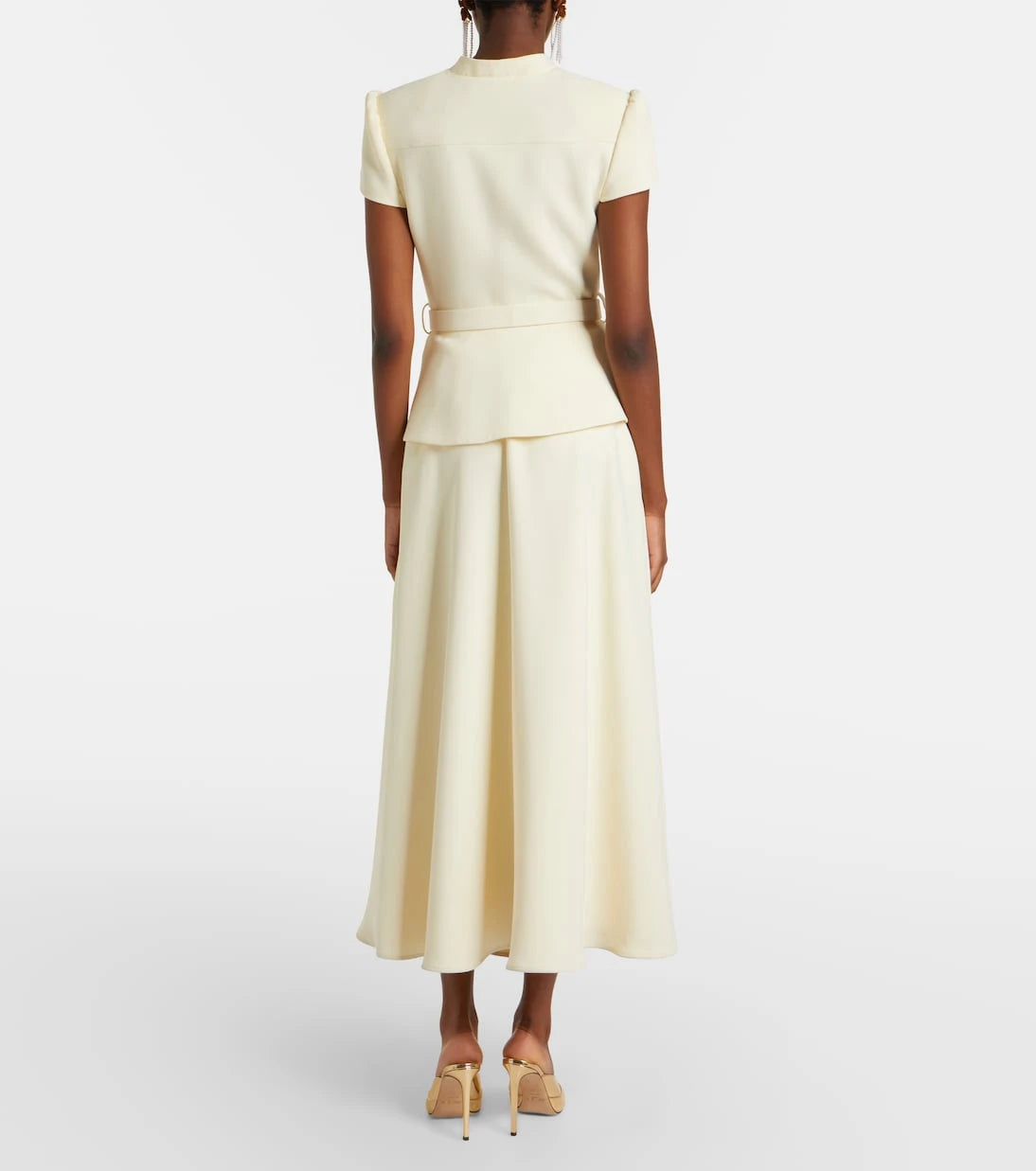 Self-Portrait - Belted peplum crêpe midi dress